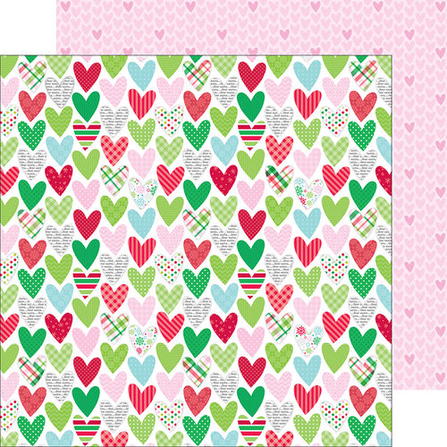 Weihnachtspapier Santa Hearts - Cardstock 12 x 12 Inch